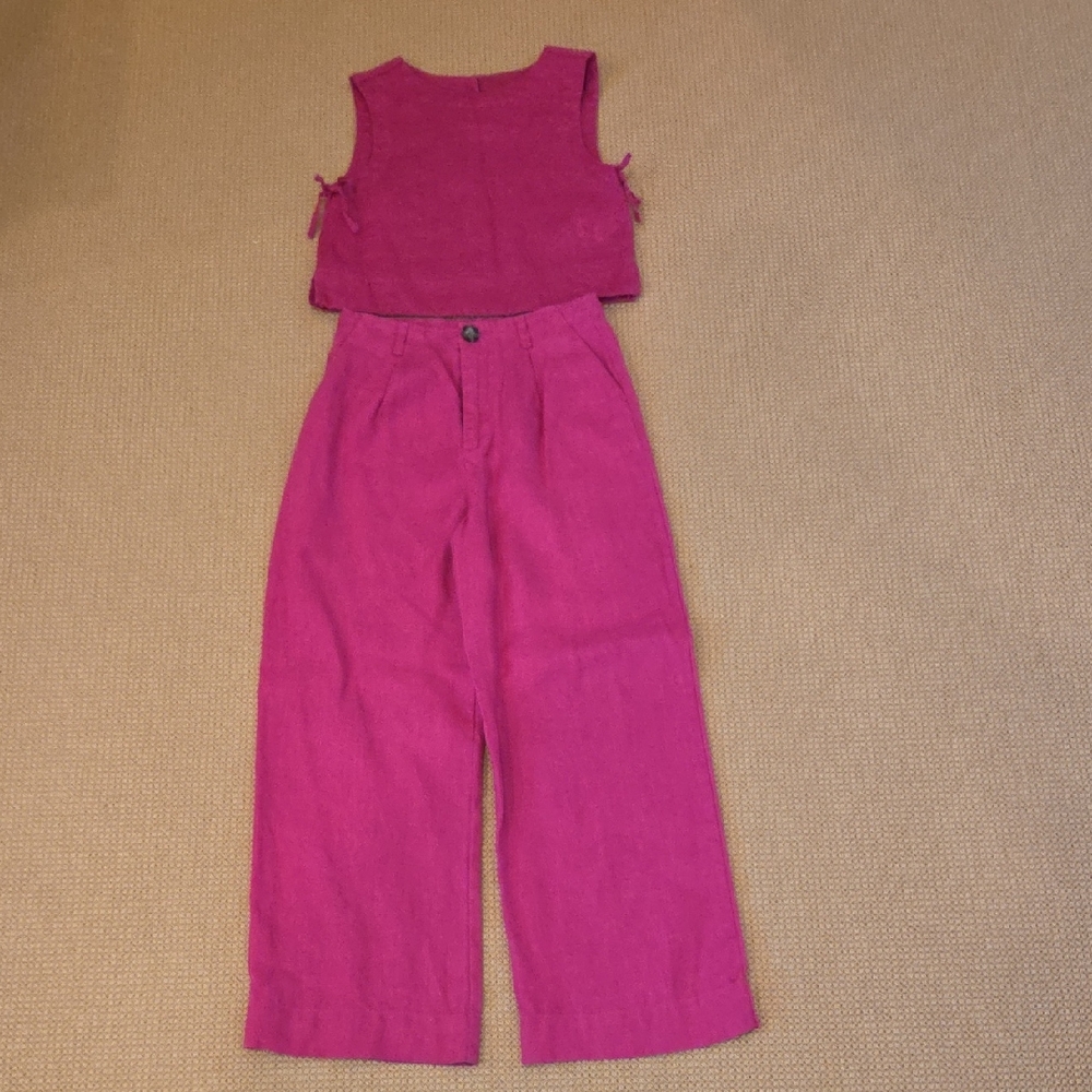 Zara Kids Pink Sleeveless Pants Set